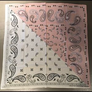 Tricolor bandana pink cream and white